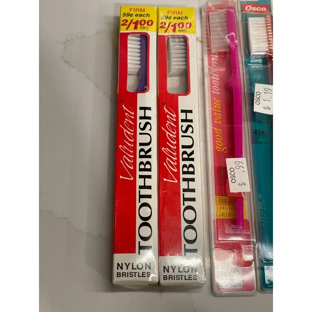 Vintage Toothbrush Lot of 6 1980s 1990s Firm‎ Soft Dental H Osco New Old Stock